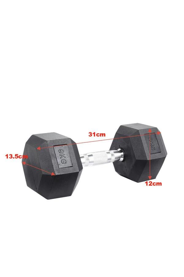 Living and Home Cast Iron Rubber Hex Dumbbell Set Hand Weight