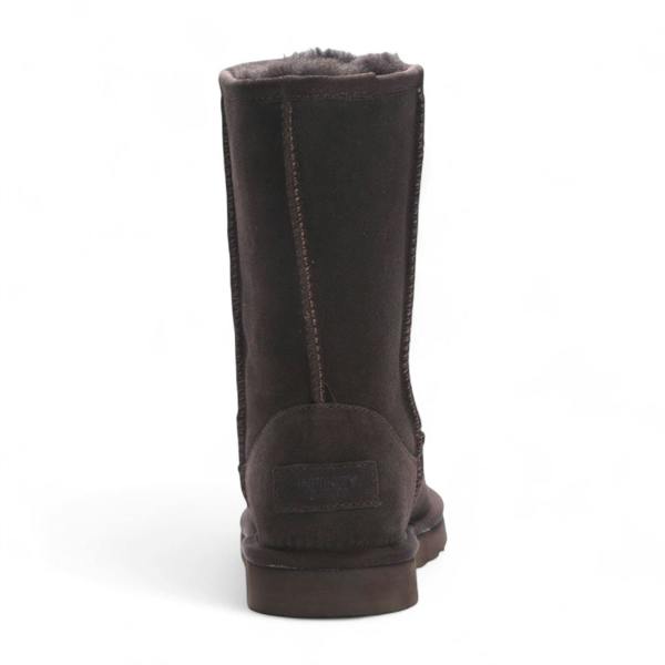 Infinity Leather Women's Genuine Sheepskin Brown Suede Slip-On Ankle Winter Boots - Dusk