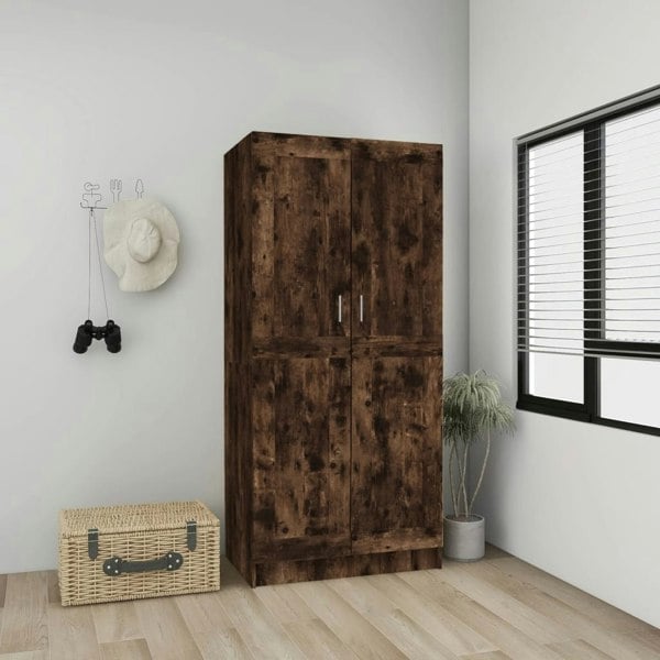 Berkfield Wardrobe Smoked Oak 82.5x51.5x180 cm Engineered Wood