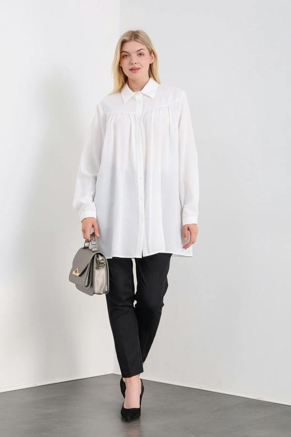 Hoxton Gal Relaxed Fit Long Sleeves Tunic in White