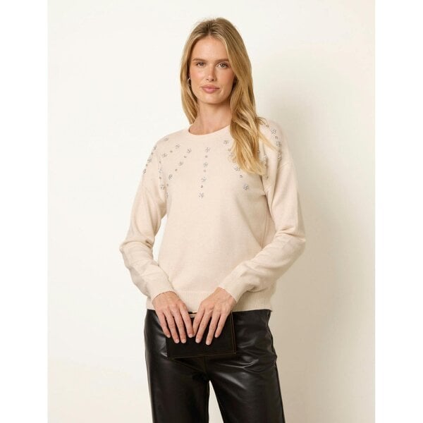 Blue Vanilla Diamante Round Neck Jumper