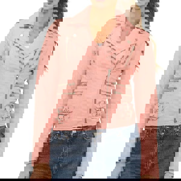 Leather Company Women's Real Lamb Nappa Leather Vintage Biker Jacket