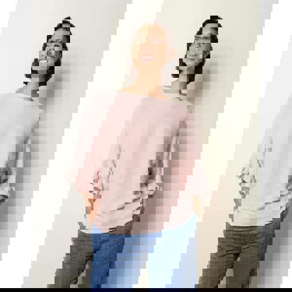 Blue Vanilla Knitted Frill Sleeve Batwing Jumper - Pink