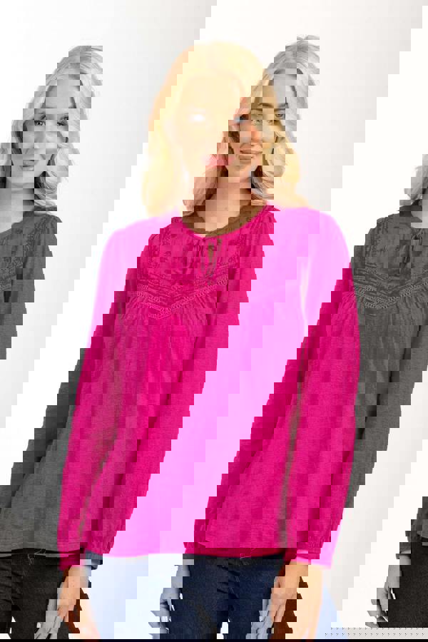 Tie Neck Embroidered Top