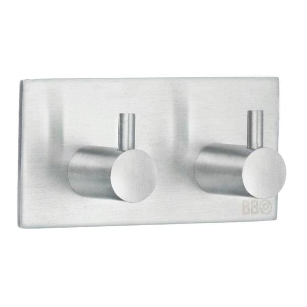 Brushed stainless steel double towel hook