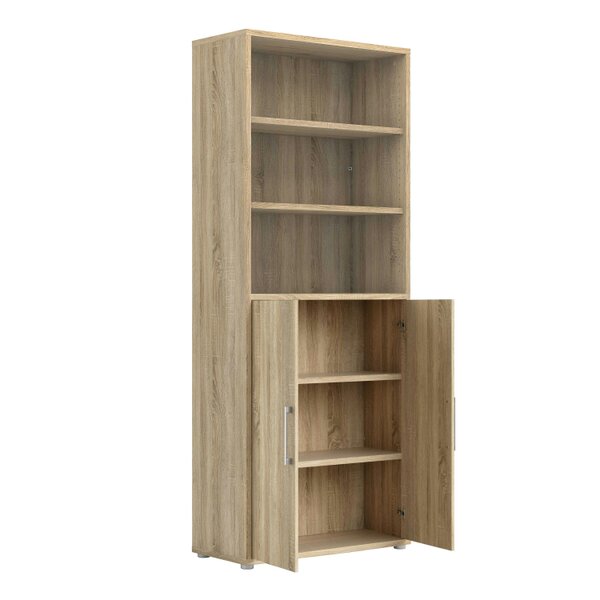 Wyld Haus Dris Natural Oak Wood Effect Bookcase 4 Shelves 2 Doors