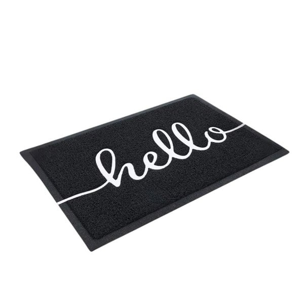 Anyhouz Anymat Doormat Black Hello Lettered PVC Non Slip Dirt Trap Absorbent Mat