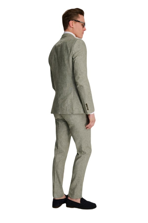 Harry Brown London Giacomo Cotton Linen Double Breasted Suit Jacket in Green