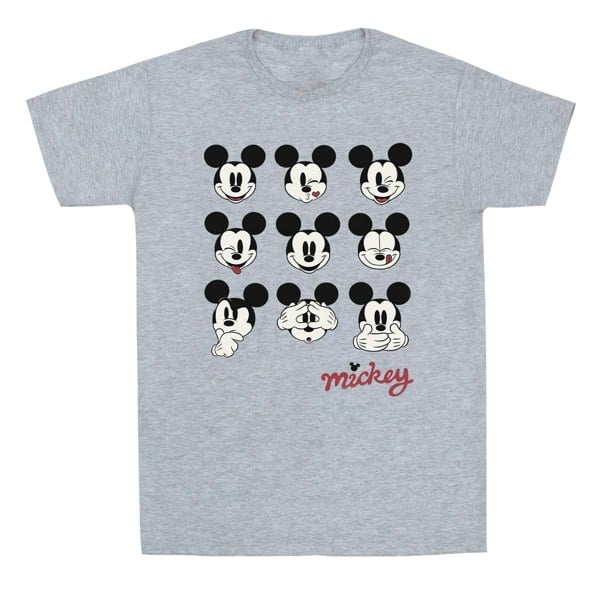 Disney Boys Mickey Mouse Many Faces T-Shirt - Sports Grey