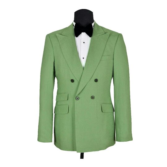 David WeJ Hugo Linen Double Breasted Suit Emerald Green