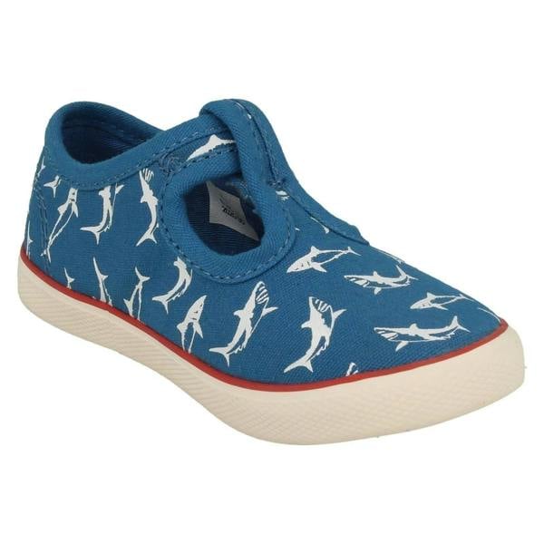 Start-rite Boys Startrite Shark Detailed T-Bar Canvas Shoes Surf