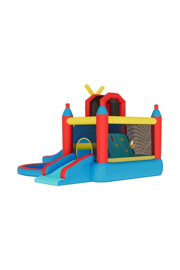 Living and Home Colorful Bouncy Castle with Dual Slides & Windmill Accent