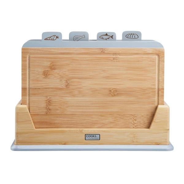 Cooks Professional 4 Piece Bamboo Index Chopping Board Set | Grey Tabs