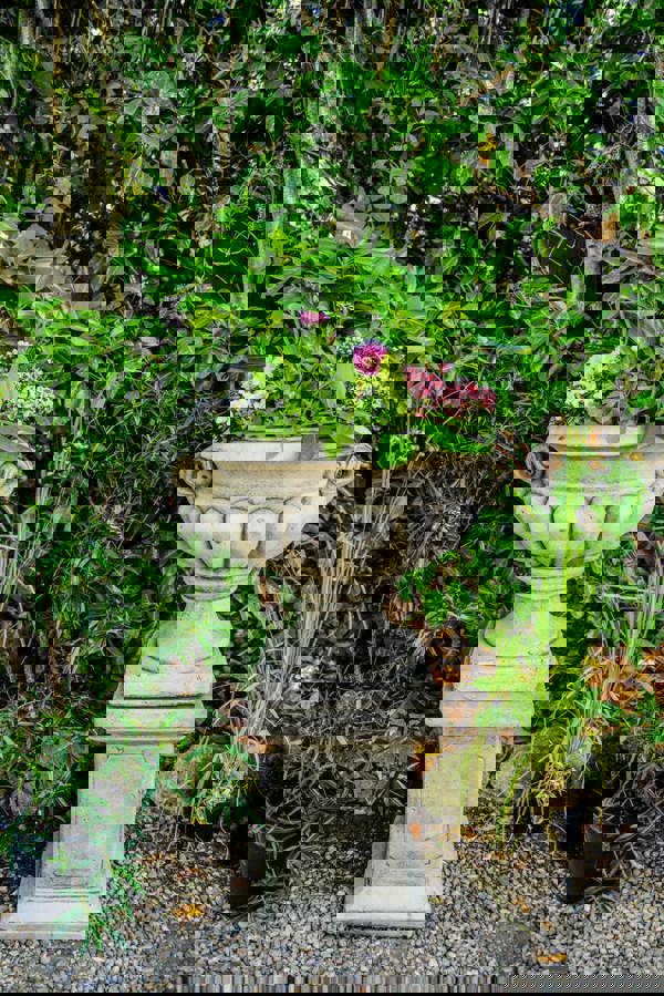 Very Large Impressive Stone Urn and Plinth