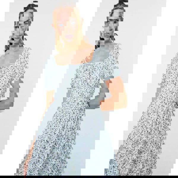 Pink Vanilla Ditsy Puff Sleeve Tiered Mini Dress