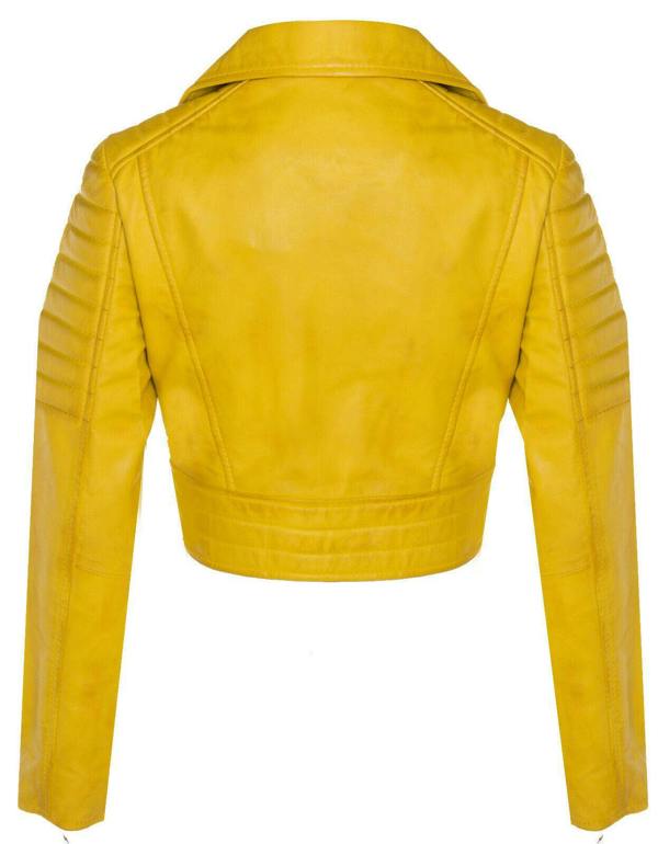 Womens Brando Cropped Leather Jacket-Longtown - Upperclass Fashions 