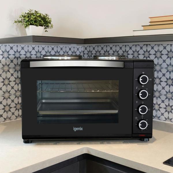 igenix 30L Mini Oven With Hotplates, Black