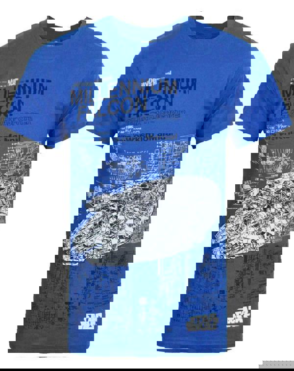 Star Wars Mens Blue Millennium Falcon Short Sleeved T-Shirt