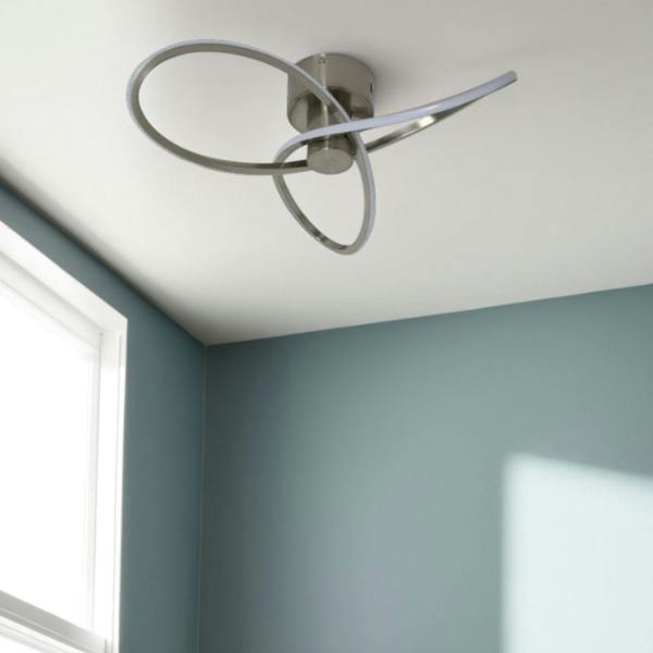 Pagazzi Lighting Reggie 3-Light LED Semi-Flush Satin Nickel Ceiling Light