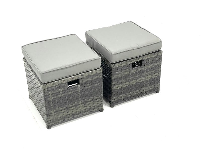 Fimous 6 Seater Rattan Garden Sofa Lounge Set with Coffee Table & 2 Footstools - Dark Grey
