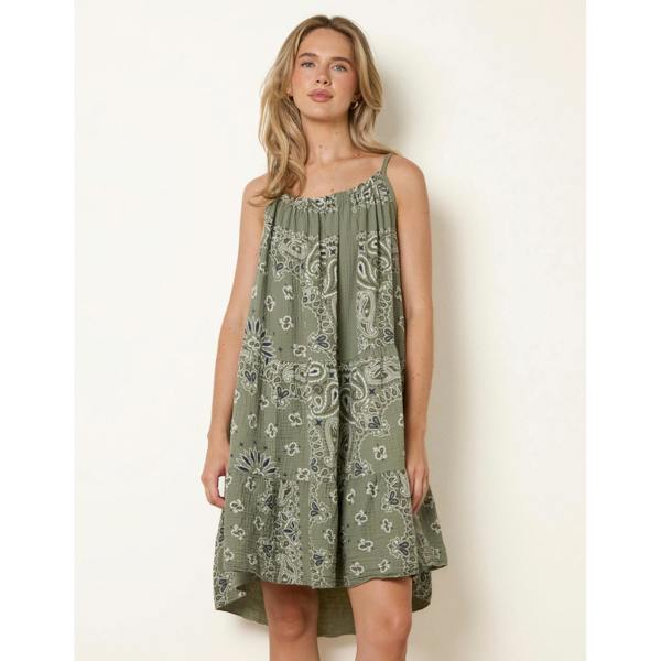 Blue Vanilla Camo Swing Dress in Cheesecloth