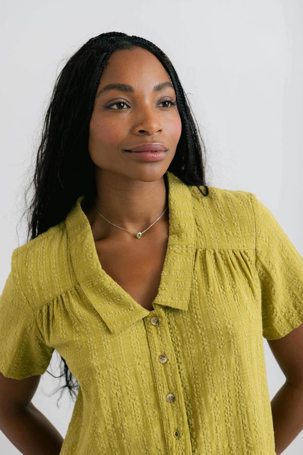 Lily & Me Lowlands Textured Seersucker Blouse Lime