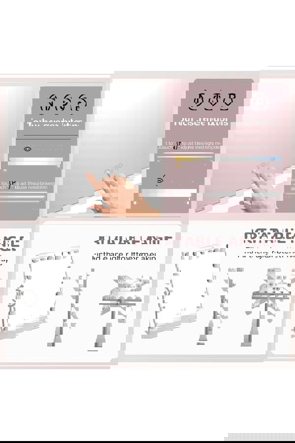 Living and Home 3 Lighting Modes & Touch Screen Control Tabletop Mirror For Home