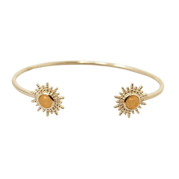 Citrine November Birthstone Sunburst Gold Plated Bangle