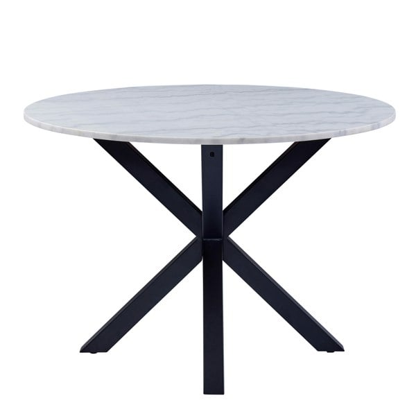 Furniture To Go Heaven Round Dining Table with White Polished Marble Top