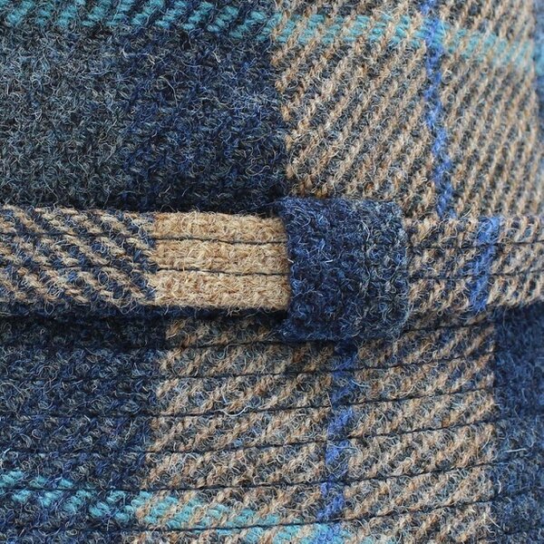 Heather Hats & Accessories Harris Tweed Wide Brimmed Bucket Hat, Cotton Lining, Outdoor Wear, Shoreline Blue