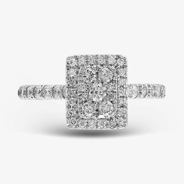 T. H. Baker 9ct White Gold Diamond Oblong Cluster Ring TH012596R