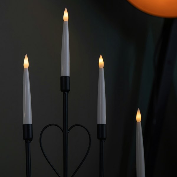 Samuel Alexander 32cm Battery Operated Light up Black Metal Heart Christmas Candlebridge with 5 Warm White LEDs