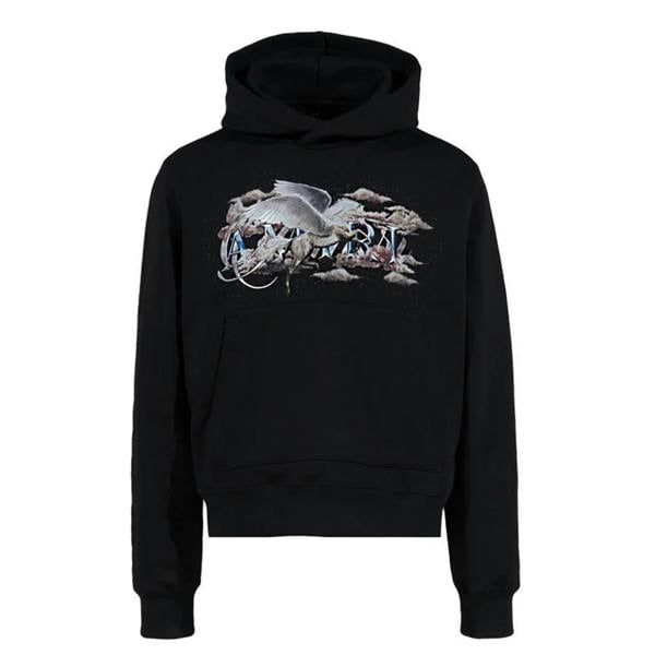 Amiri Pegasus Script Logo Hoodie   in  Black