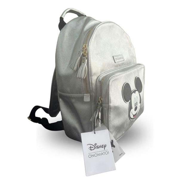Onomato! Disney Mickey Mouse Backpack with Adjustable Padded Straps Silver