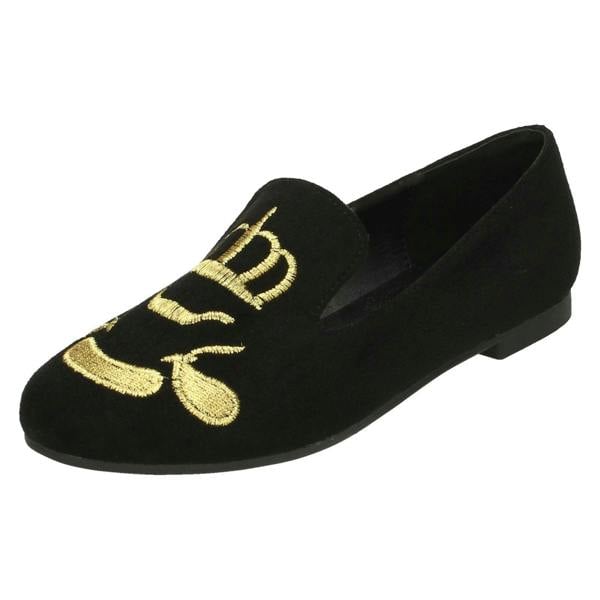 Spot On Ladies Spot On Flat Slipper Cut Ballerinas