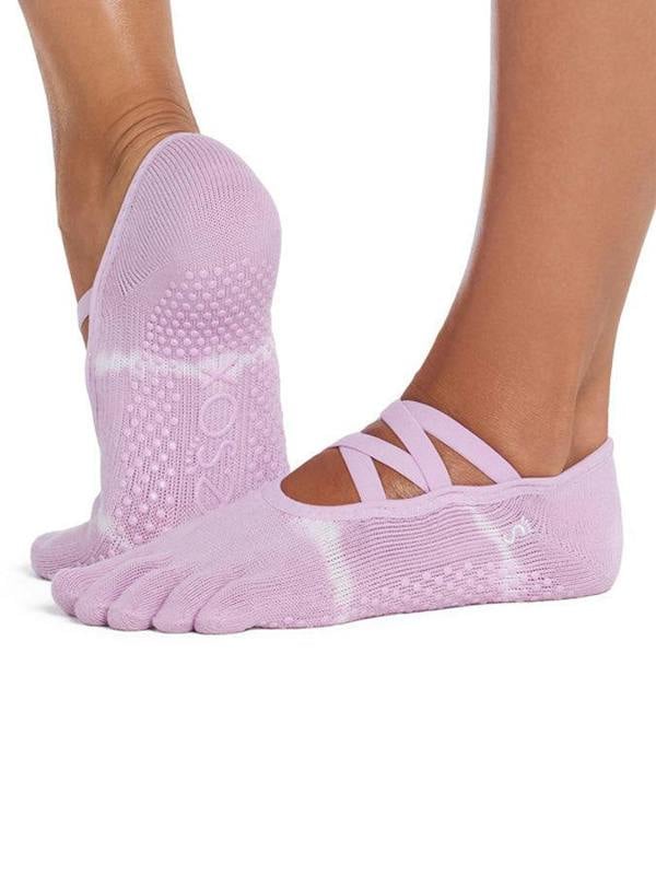 ToeSox Elle Full Toe Grip Socks - Moonlit Stripe