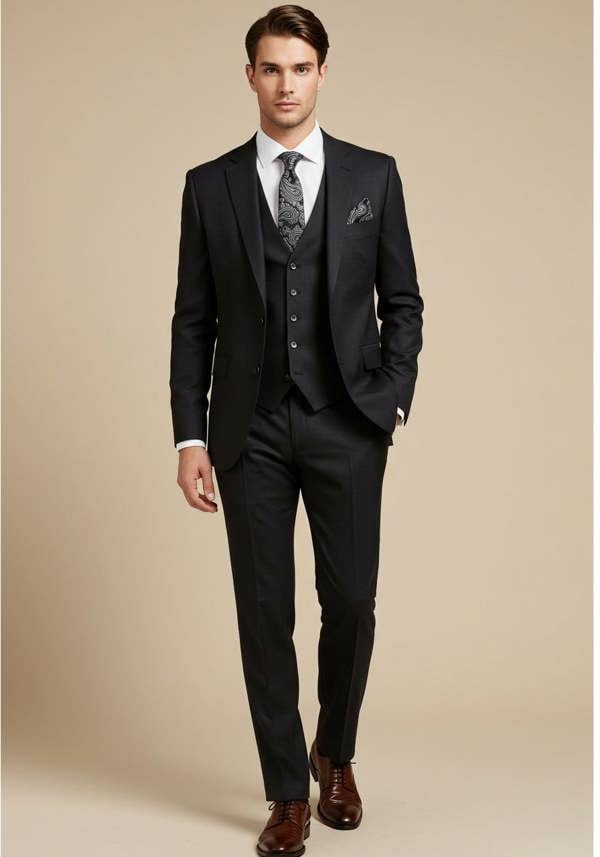 Men’s Black 3-Piece Slim Fit Suit
