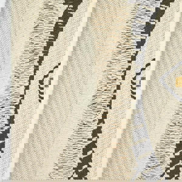 HOMESCAPES Black & Gold 100% Cotton Mandala Printed Round Rug