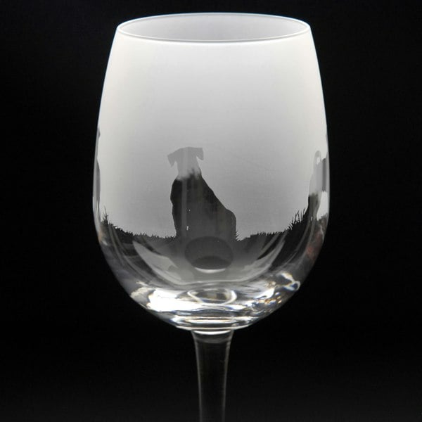Glyptic Glass Art Schnauzer Dog Crystal Wine Glass - Hand Etched/Engraved Gift