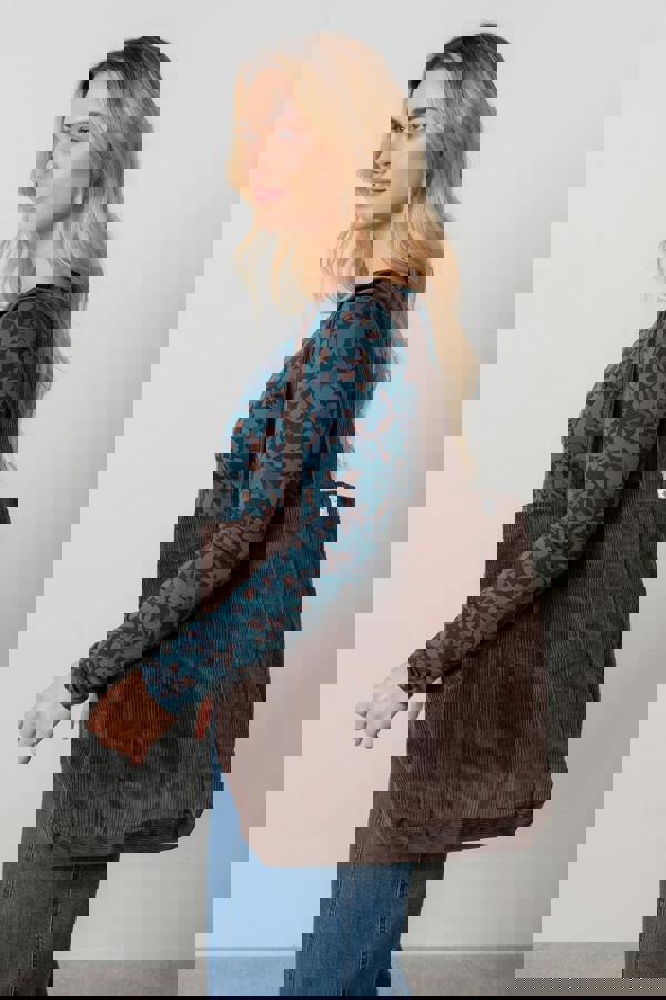 Lily & Me Jumbo Cord Tote Bag Chocolate