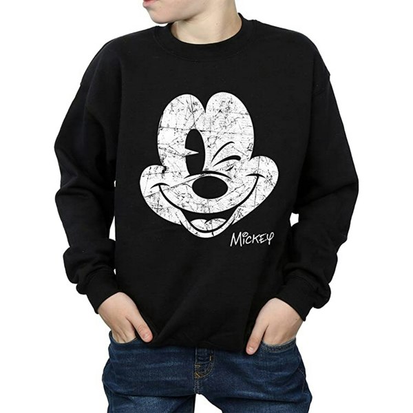 Disney Boys Mickey Mouse Face Cotton Sweatshirt - Black