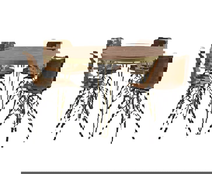 IH Design Round Solid Wood Dining Table 4 Seats Bishop Dark Mango