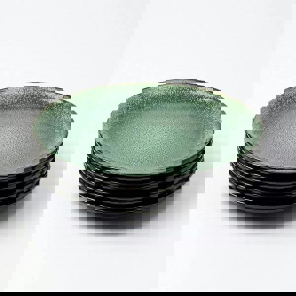 green reactive glaze dinner plates