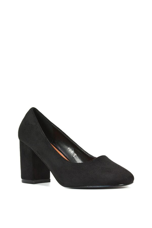 XY LONDON Round Toe Mid Block Heel Court Shoe Heels