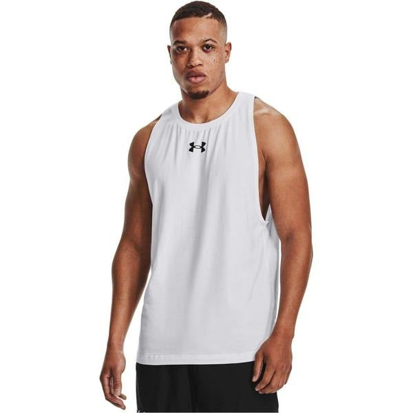 Under Armour Mens Baseline Tank Top - White/Black - 