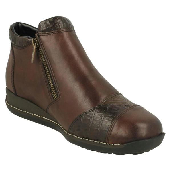 Rieker Ladies Rieker Floral Detailed Wedge Heeled Ankle Boots 44281