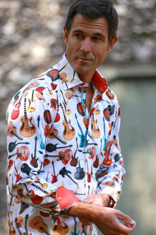 GUITAR PRINT SHIRT – Premium Men's Patterned Shirt by Claudio Lugli | Bold Design, Tailored Fit, Best Printed Shirts