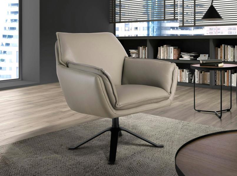 Angel Cerdá Dark grey leather swivel armchair 5125