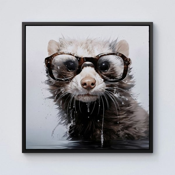 Warren Reed Splash Art Ferret Framed Canvas