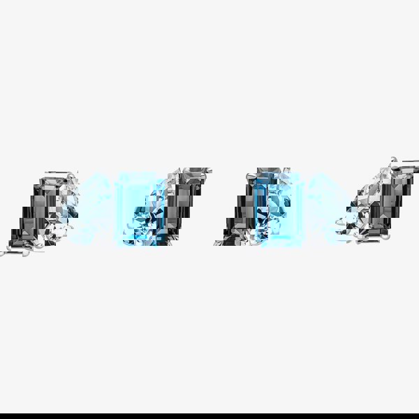 T. H. Baker 9ct White Gold Multi Cut Blue Topaz Stud Earrings GE2473